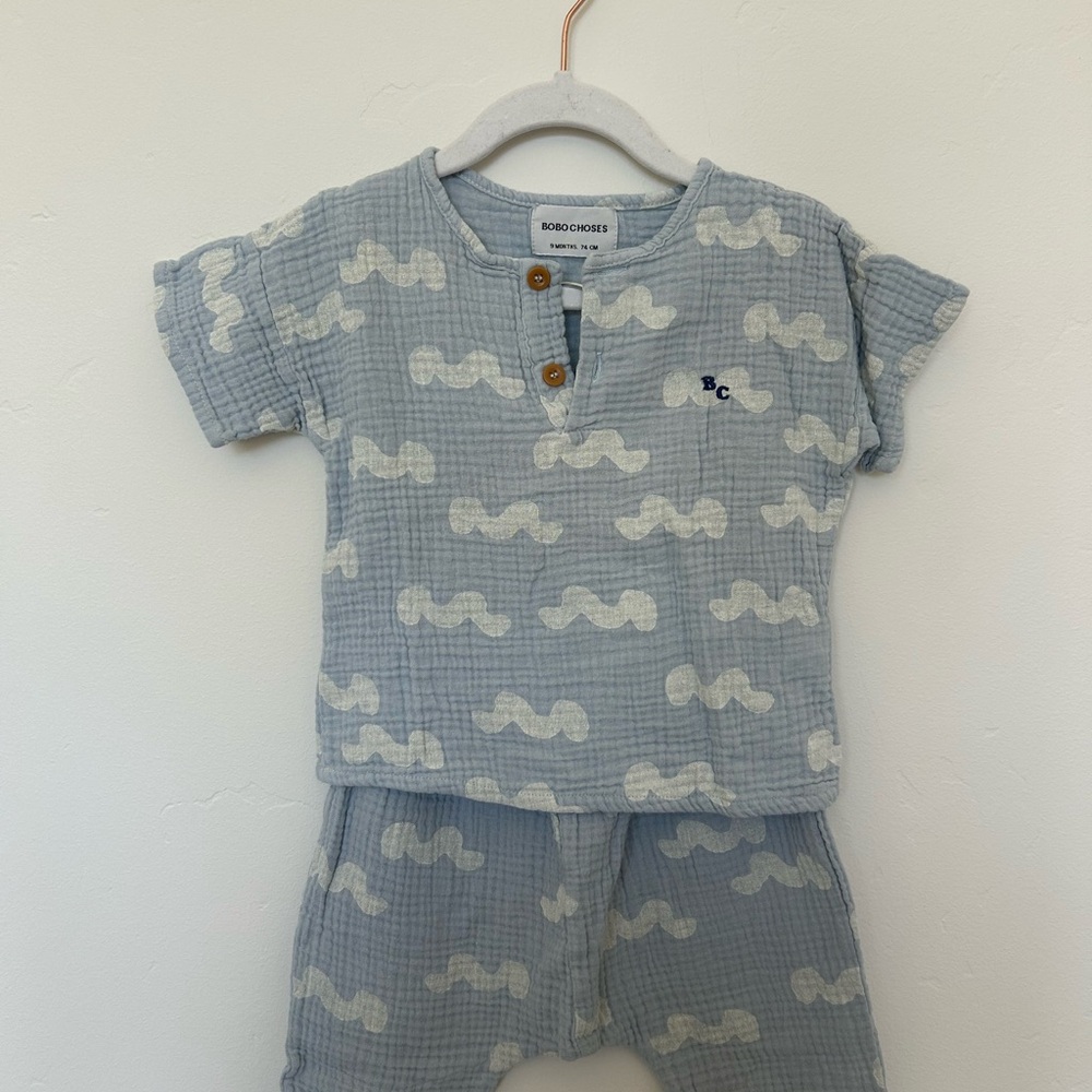 Bobo Choses Blue and White Kids Matching Set